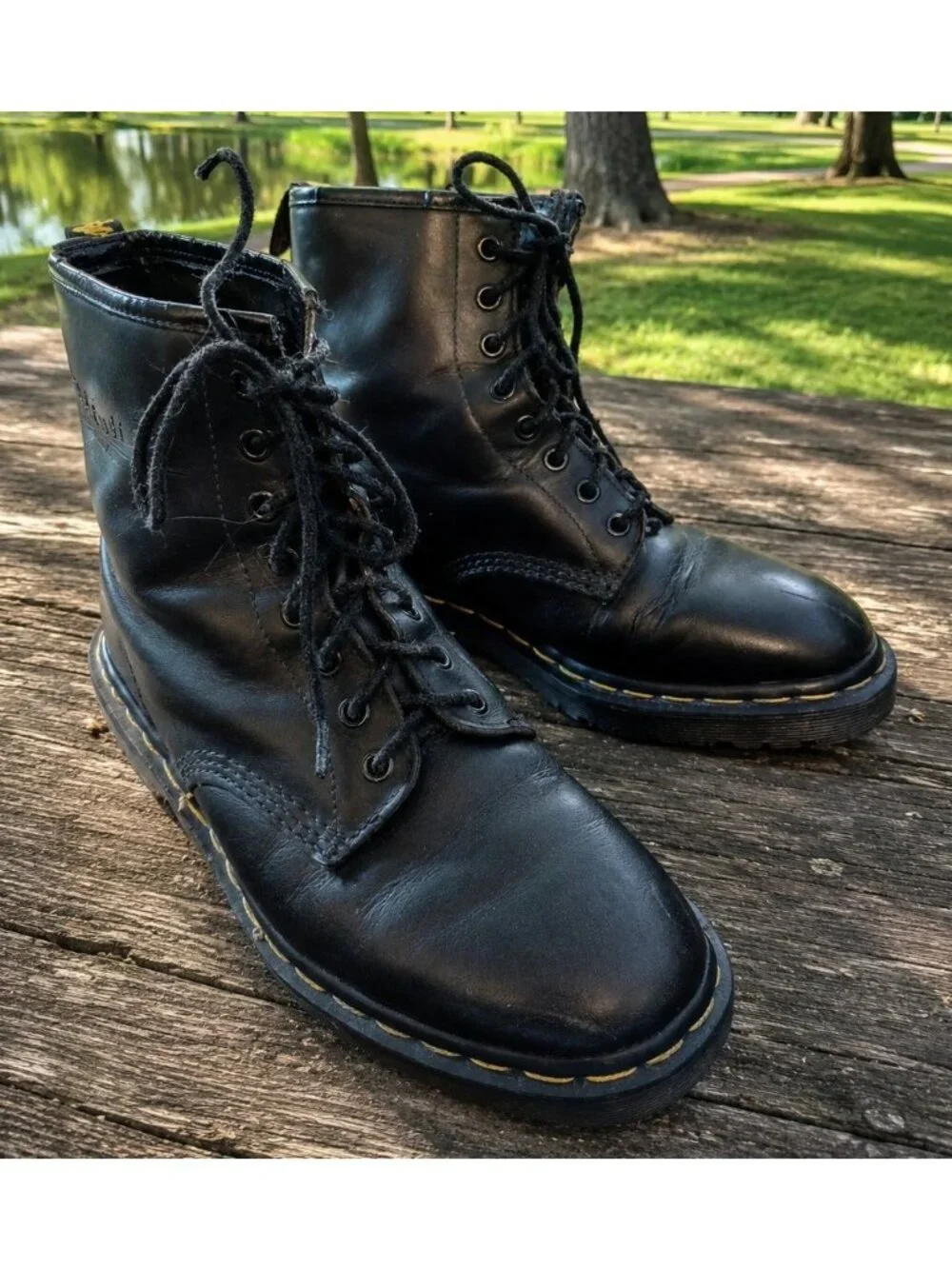 Dr. Martens Vintage 1460 Made in England Black Leather 8 Eye Combat Boots Mens 9